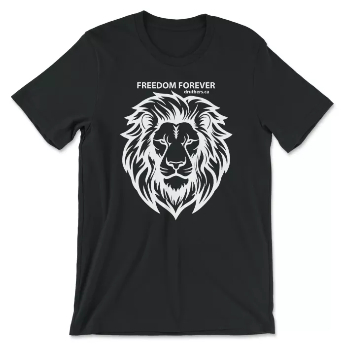 Druthers Shirt Freedom Forever Lion Vintage Black