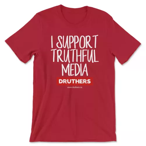 Druthers Shirt I Support Truthful Media Canvas Red