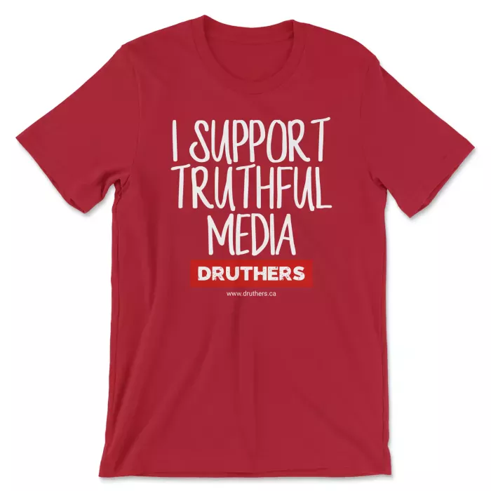 Druthers Shirt I Support Truthful Media Canvas Red