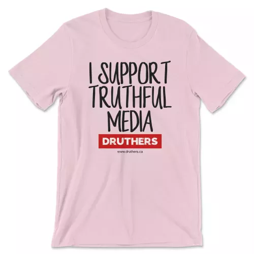 Druthers Shirt I Support Truthful Media Pink
