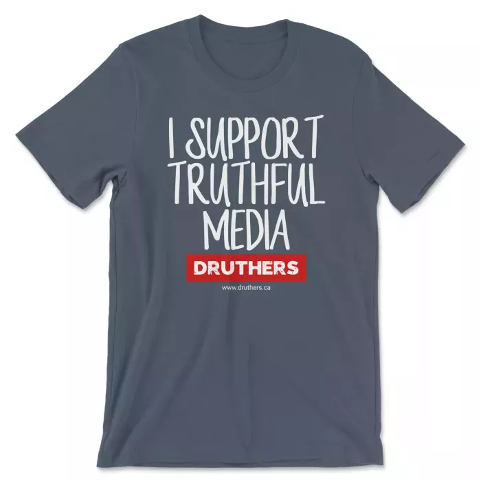 Druthers Shirt I Support Truthful Media Vintage Navy