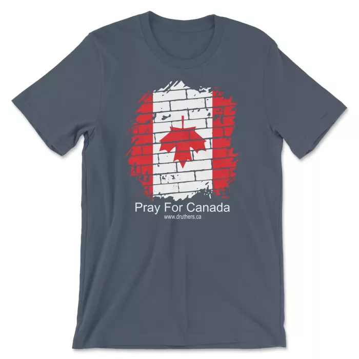 Druthers Shirt Pray For Canada Vintage Navy