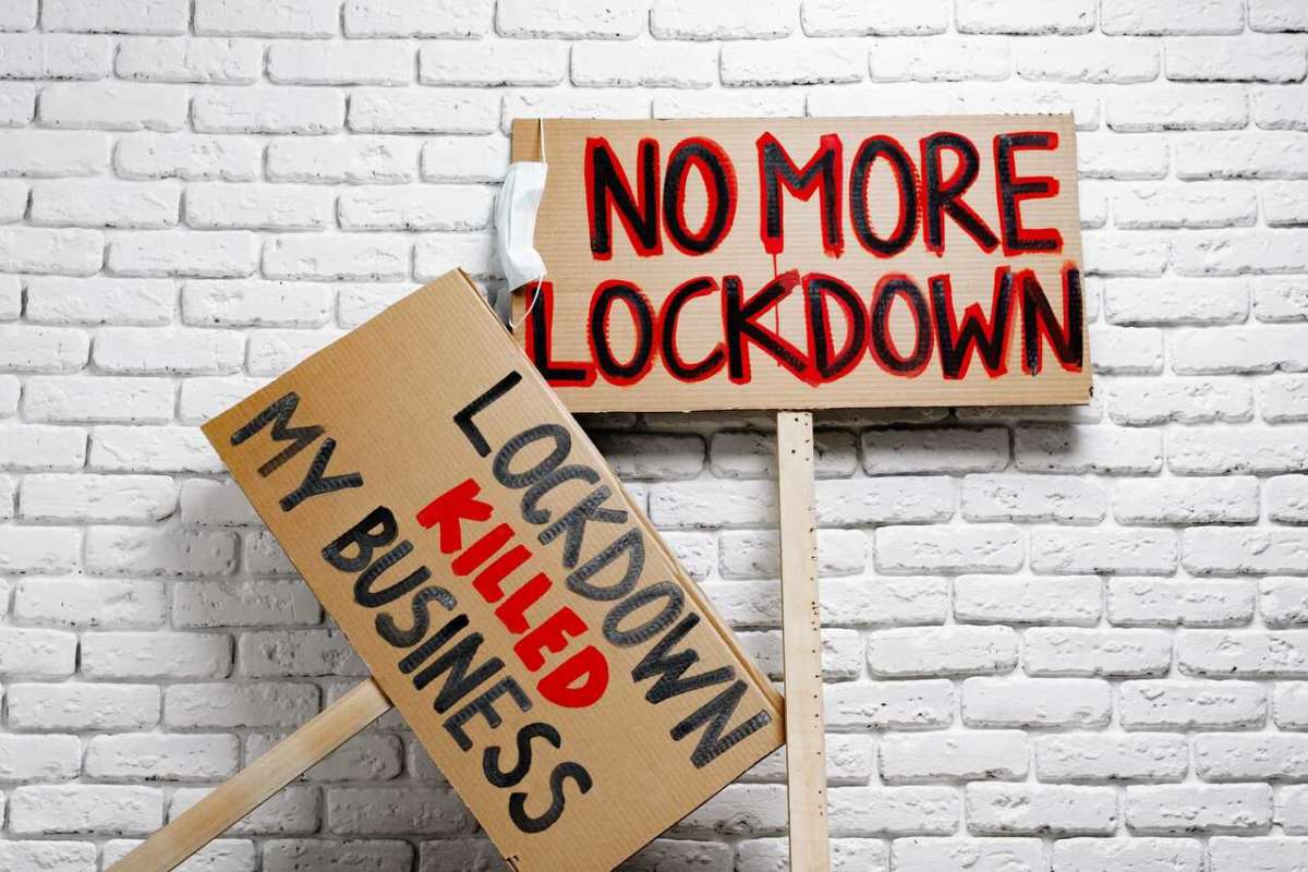 Protestive,placard,against,coronavirus,lockdowns,close,up